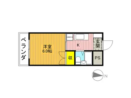 カーサ武蔵(1K/2階)の間取り写真