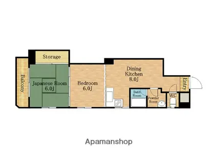 ソレイユタカトー(2DK/8階)の間取り写真