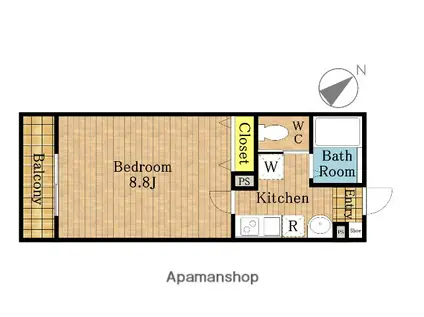 オーク戸田公園(1K/1階)の間取り写真