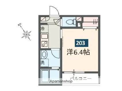 MELDIA西浦和Ⅱ(1K/2階)の間取り写真