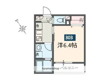 MELDIA西浦和Ⅱ(1K/3階)の間取り写真