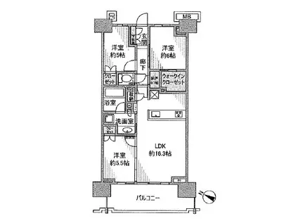 プラウドシティ武蔵浦和ステーションアリーナ(3LDK/19階)の間取り写真