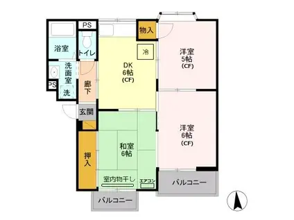 サンパーク816(3DK/2階)の間取り写真