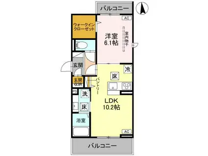 CELESTE戸田公園(1LDK/1階)の間取り写真