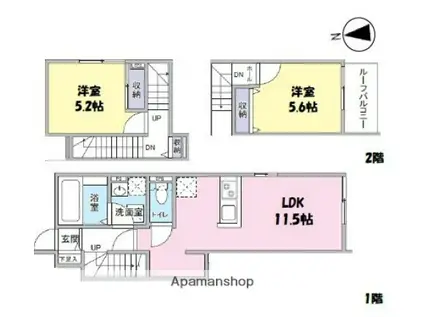 リッチグレイス(2LDK/1階)の間取り写真