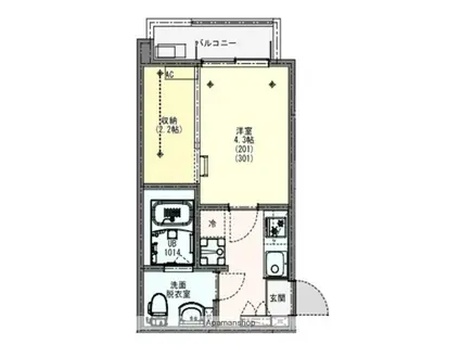 KLEIS西浦和(1K/3階)の間取り写真