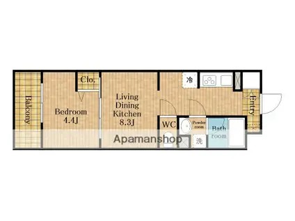 ローレル(1LDK/1階)の間取り写真