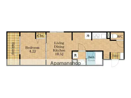 ローレル(1LDK/2階)の間取り写真