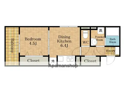 ローレル(1DK/3階)の間取り写真