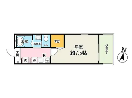 セレーノ西浦和(1K/2階)の間取り写真