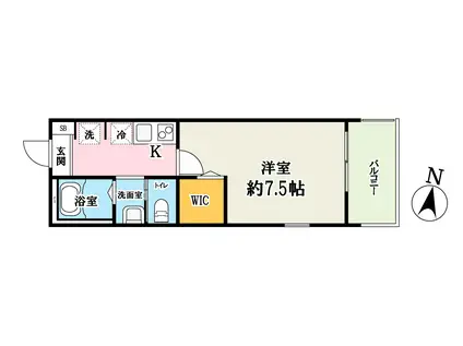 セレーノ西浦和(1K/1階)の間取り写真