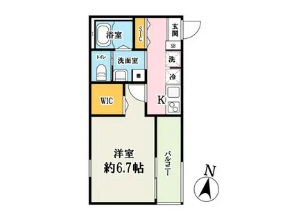 セレーノ西浦和(1K/2階)の間取り写真