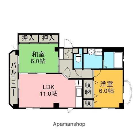 ルーブルミナミⅡ(2LDK/3階)の間取り写真