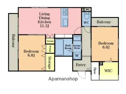 リノテラス(2LDK/3階)の間取り写真