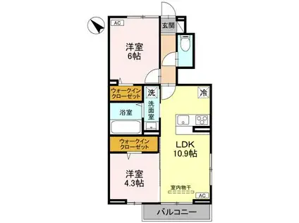 セルシアーナ(2LDK/1階)の間取り写真