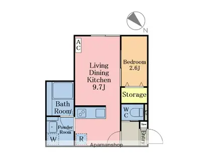 KEIAI RESIDENCE 蒲生(1LDK/1階)の間取り写真