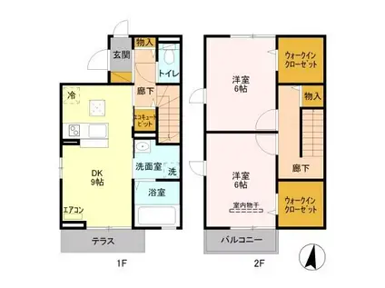 ウィット吉川 A(2DK/1階)の間取り写真