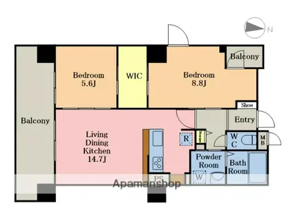 南越谷・PJ(2LDK/6階)の間取り写真