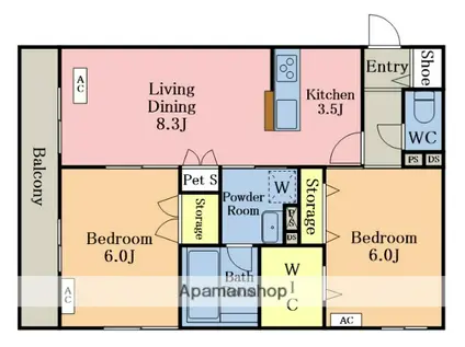八潮市八潮6丁目メゾン(2LDK/1階)の間取り写真
