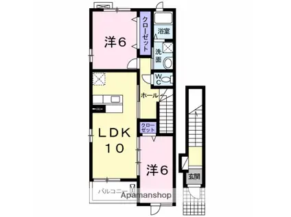 ウィステリアⅡ(2LDK/2階)の間取り写真