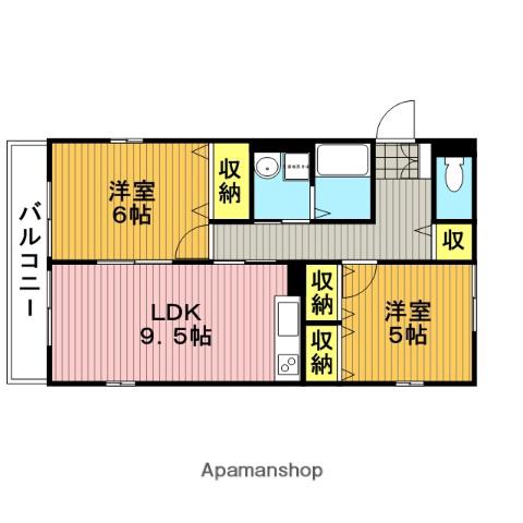 アリッサムB(2LDK/1階)の間取り写真