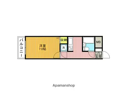 アーバンヒルズ川口(1K/4階)の間取り写真