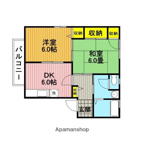 ウエストパレスⅢ(2DK/1階)の間取り写真