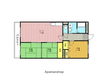 グリーンコーポ川口 B号棟(3LDK/1階)の間取り写真