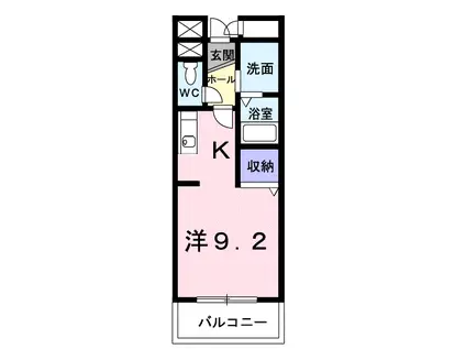 ロータスブルー(1K/1階)の間取り写真