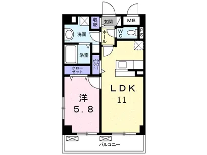 アンジェラ 天神橋(1LDK/1階)の間取り写真