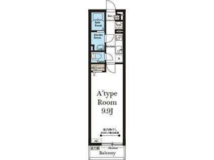 リブリ・SUNエースⅡ(1K/3階)の間取り写真