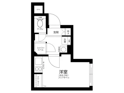 ウエスト-1(ワンルーム/2階)の間取り写真