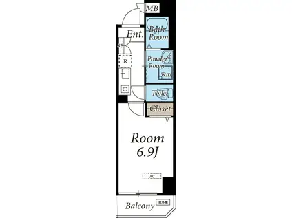 ゴールドヒルズ(1K/4階)の間取り写真