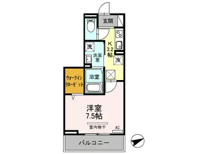 エンペラー A(1K/1階)の間取り写真