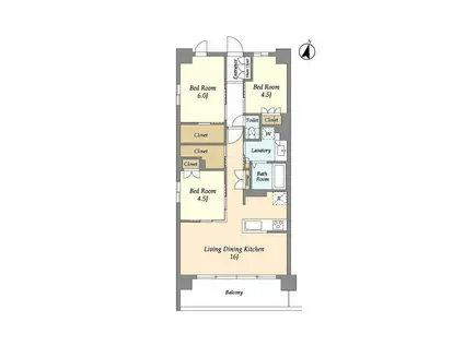 グランカーサ川口青木町公園(3LDK/4階)の間取り写真