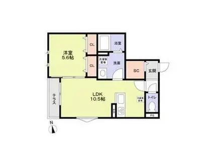 CASA LUCIDA(1LDK/1階)の間取り写真