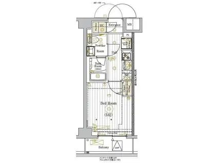 MAXIV川口青木(1K/2階)の間取り写真