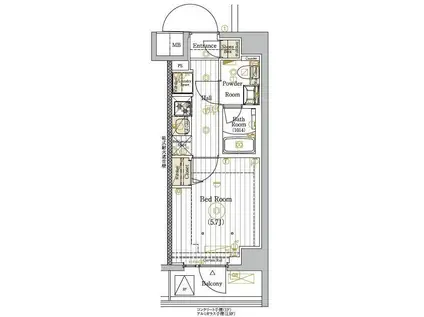 MAXIV川口青木(1K/2階)の間取り写真