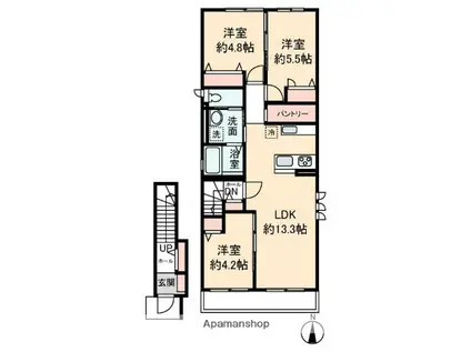 HALE LINO(3LDK/2階)の間取り写真