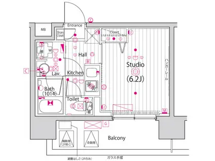 ガーラ・グランディ川口並木(1K/4階)の間取り写真