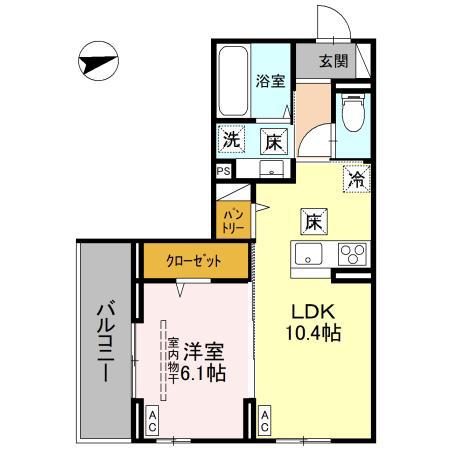 LA DOUCEUR戸田公園(1LDK/1階)の間取り写真