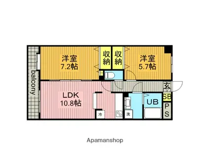 バーディーテラス仲町(2LDK/10階)の間取り写真