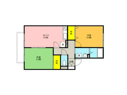 パティオ弐番館(2LDK/2階)の間取り写真