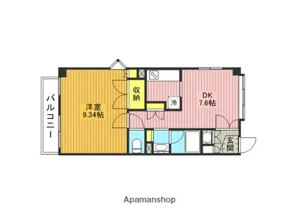 パティオ並木(1DK/2階)の間取り写真