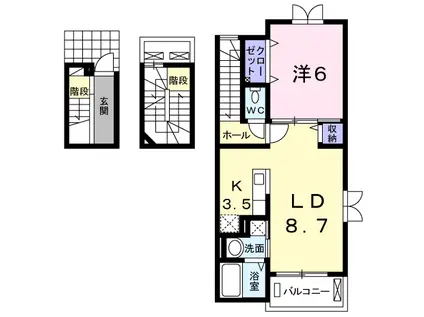 グラシオッソ ブローテ(1LDK/3階)の間取り写真