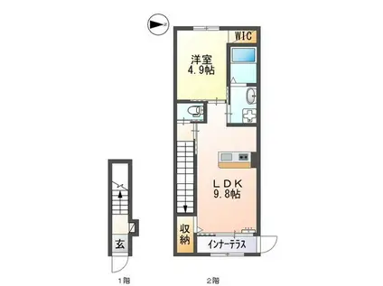 メゾン ウィステリア(1LDK/2階)の間取り写真