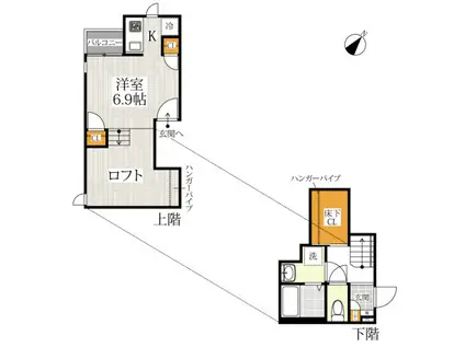 CB東川口フローラ(1K/1階)の間取り写真