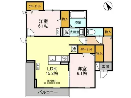 レインボーグローヴ Ⅱ(2LDK/2階)の間取り写真