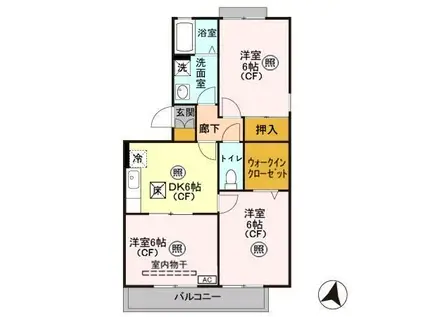 ジュネス(3DK/1階)の間取り写真