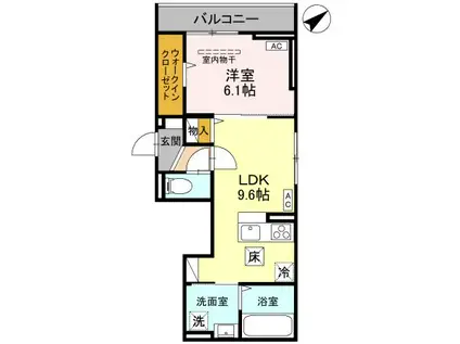 Dアヴァンス東柳田町(1LDK/1階)の間取り写真